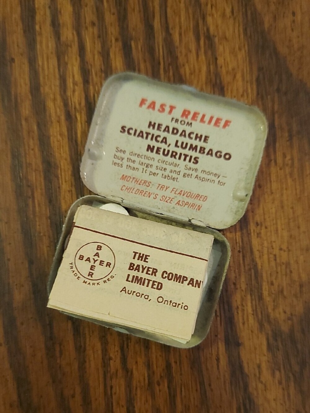Vintage Yellow & Brown Aspirin Tin Decorative Accent - Picture 3 of 7